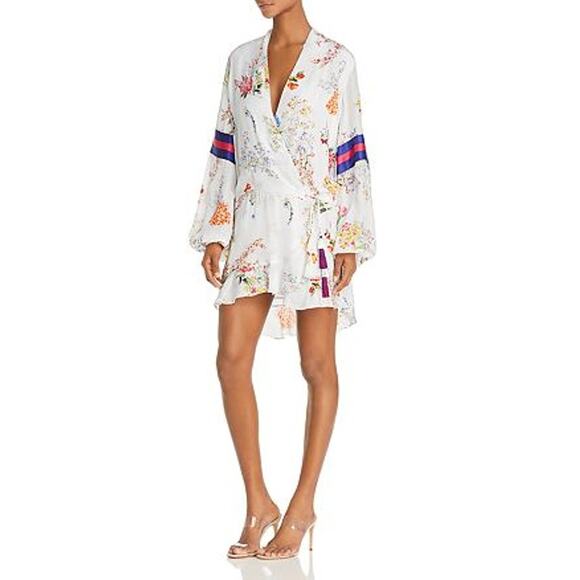 Rococo Sand Floral Faux-Wrap Mini Dress - Picture 1 of 7